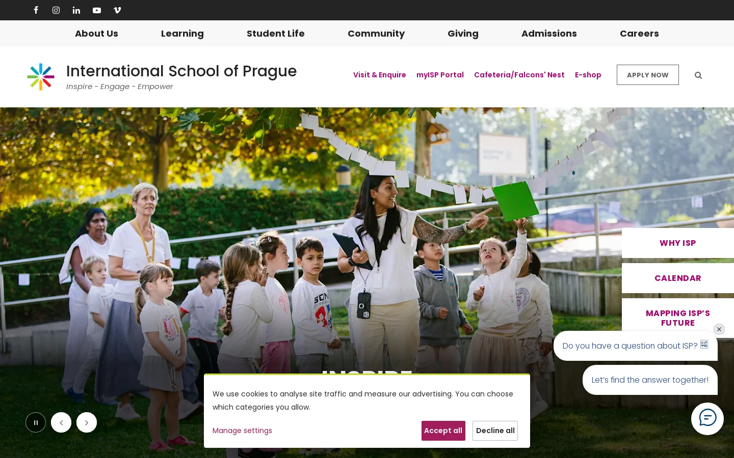 International School of Prague | Official Website Homepage screenshot