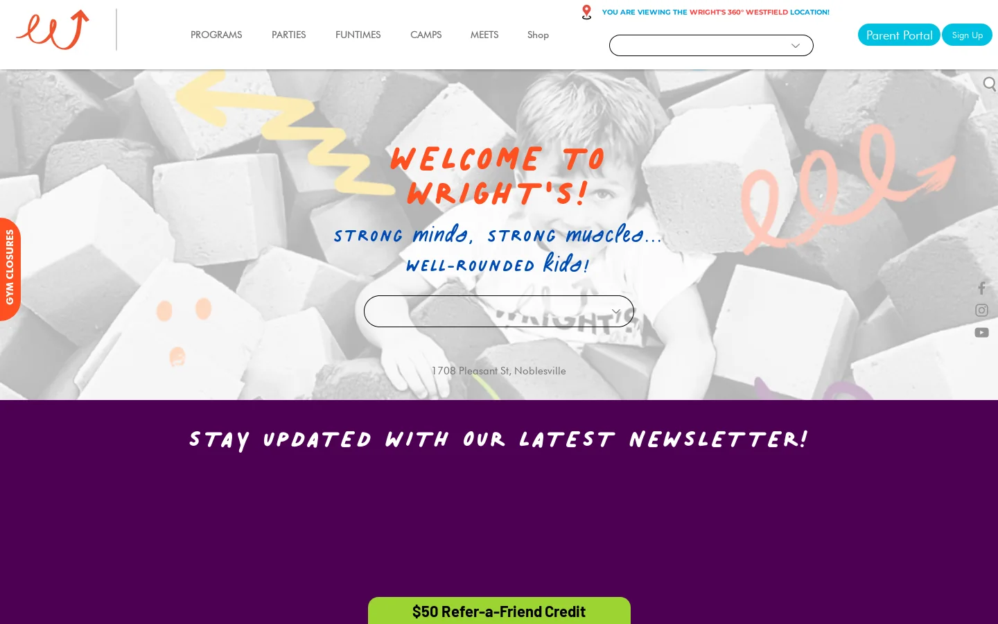 Wright's | Gymnastics and NinjaZone Classes Homepage screenshot
