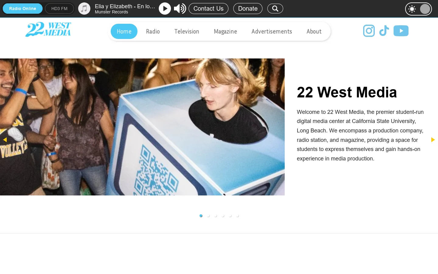 22WestMedia Homepage screenshot