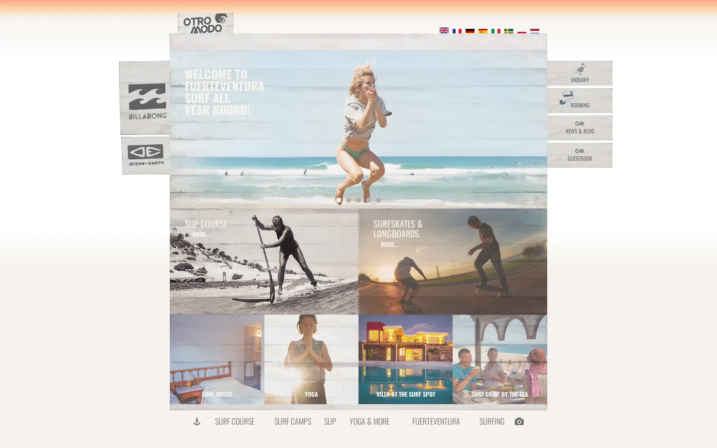 OTRO MODO Surf Camp | Learn to surf on Fuerteventura ☼ Homepage screenshot