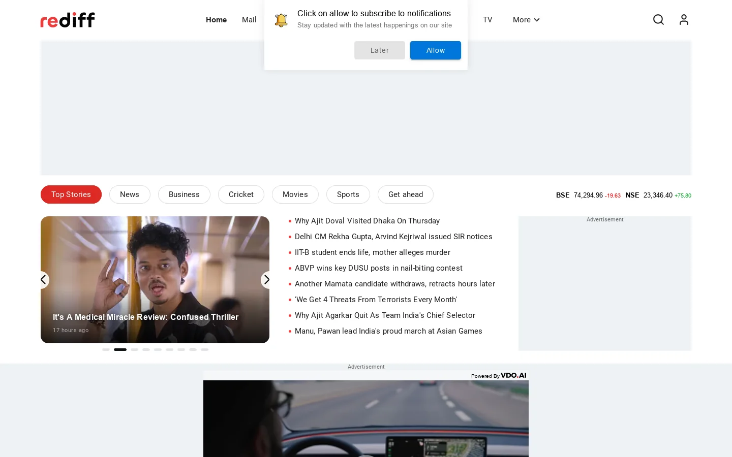 Rediff.com Homepage screenshot