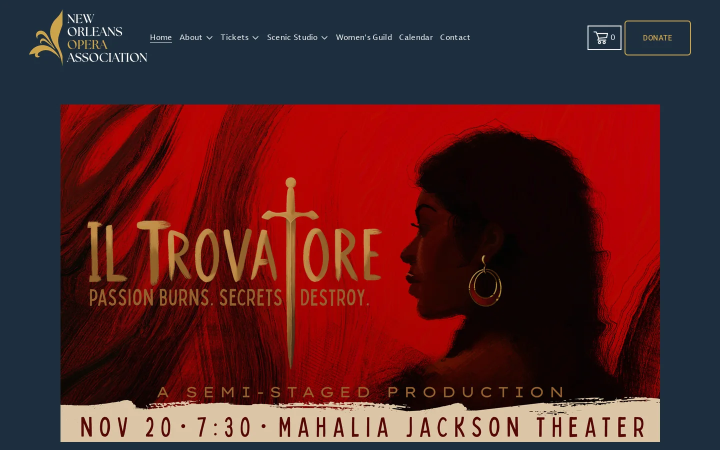 New Orleans Opera Association Homepage screenshot