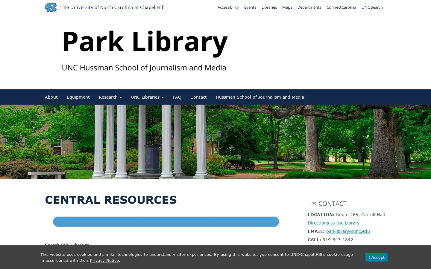 Park Library (Hussman School of Journalism & Media) Homepage screenshot