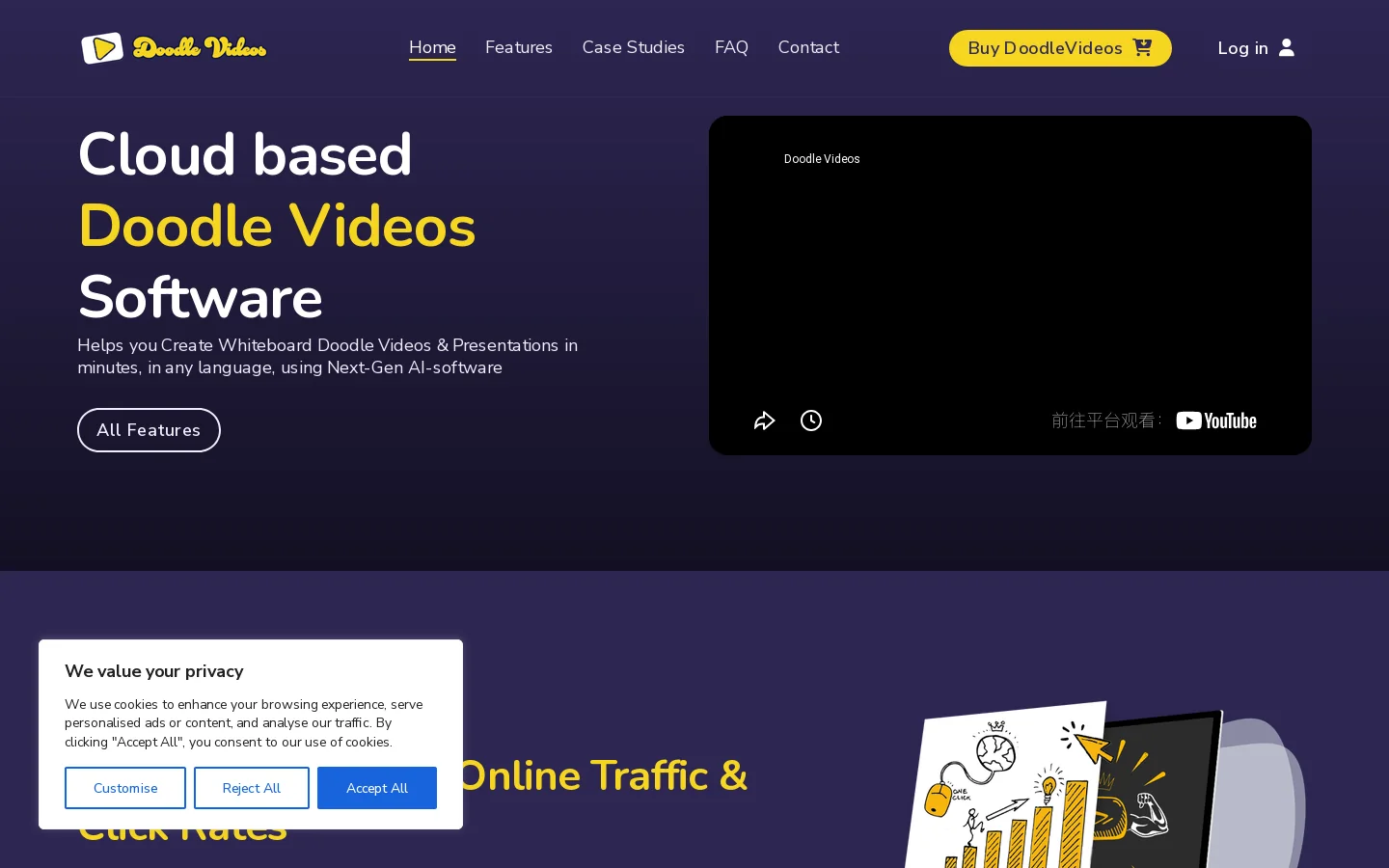 Create Doodle Videos Easily with DoodleVideos.io Homepage screenshot