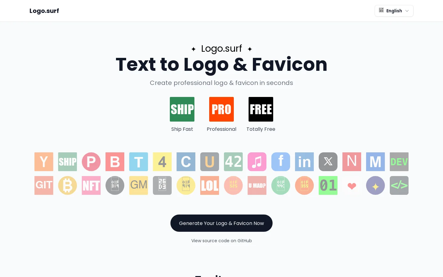 Logo.Surf Homepage screenshot