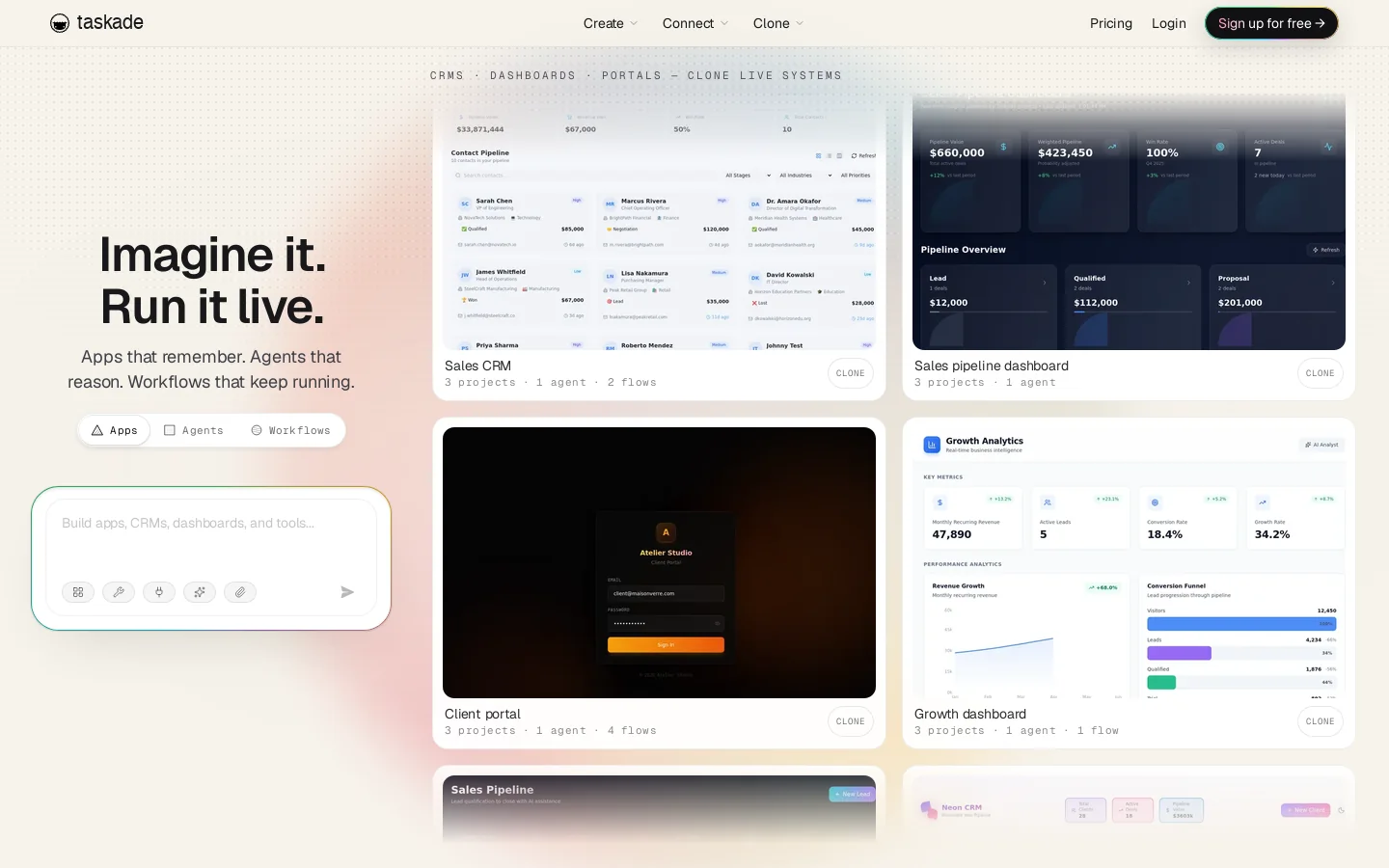 Taskade Homepage screenshot