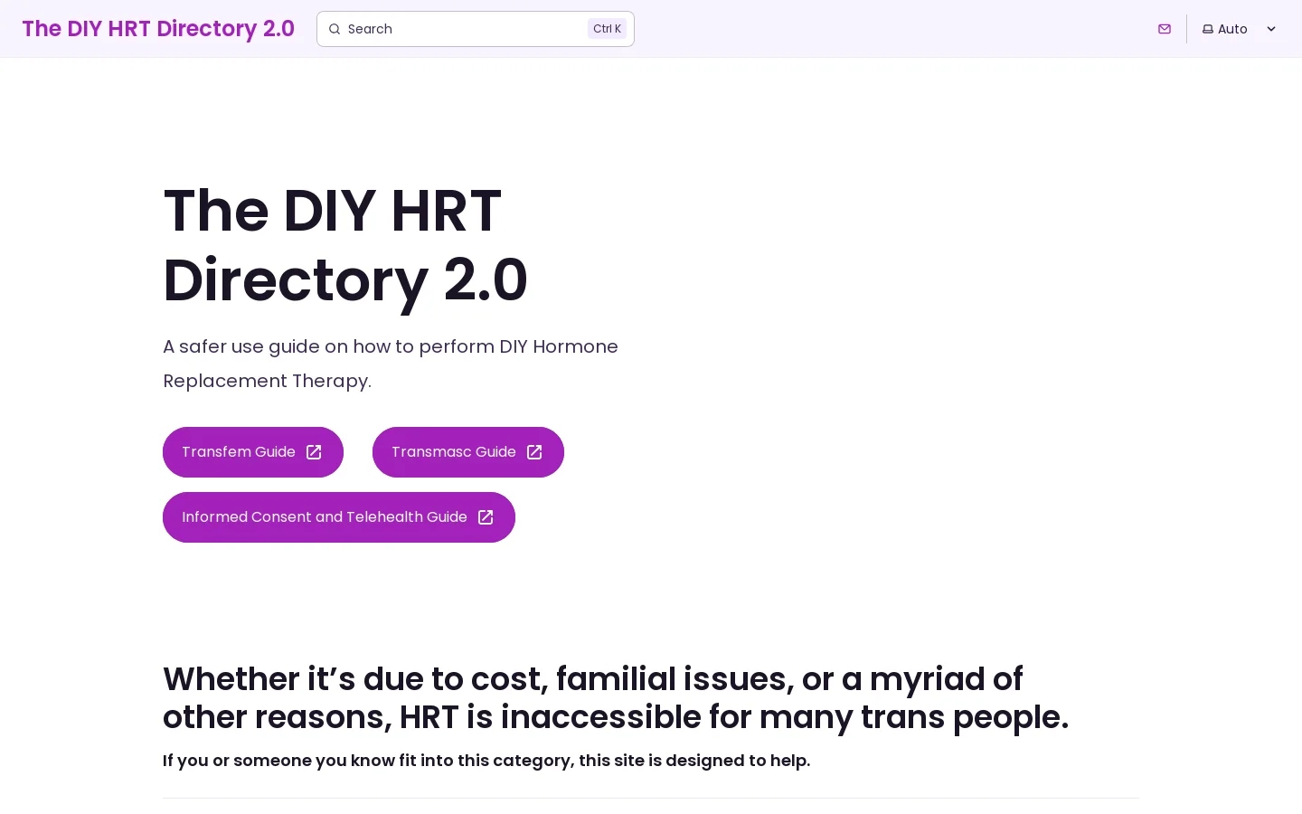 The DIY HRT Directory 2.0 | The DIY HRT Directory 2.0 Homepage screenshot
