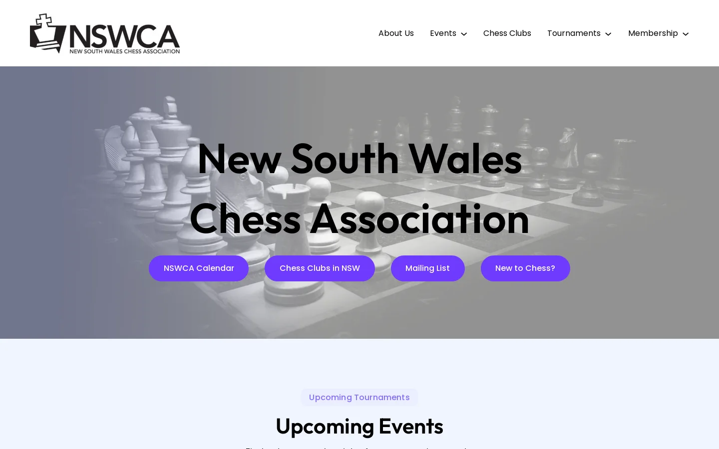 New South Wales Chess Association – New South Wales Chess Association Homepage screenshot