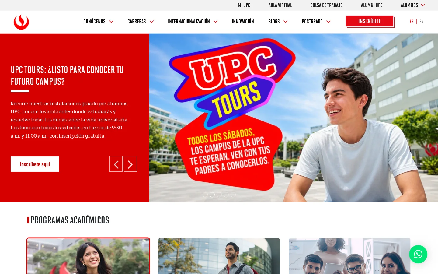 UPC Homepage screenshot