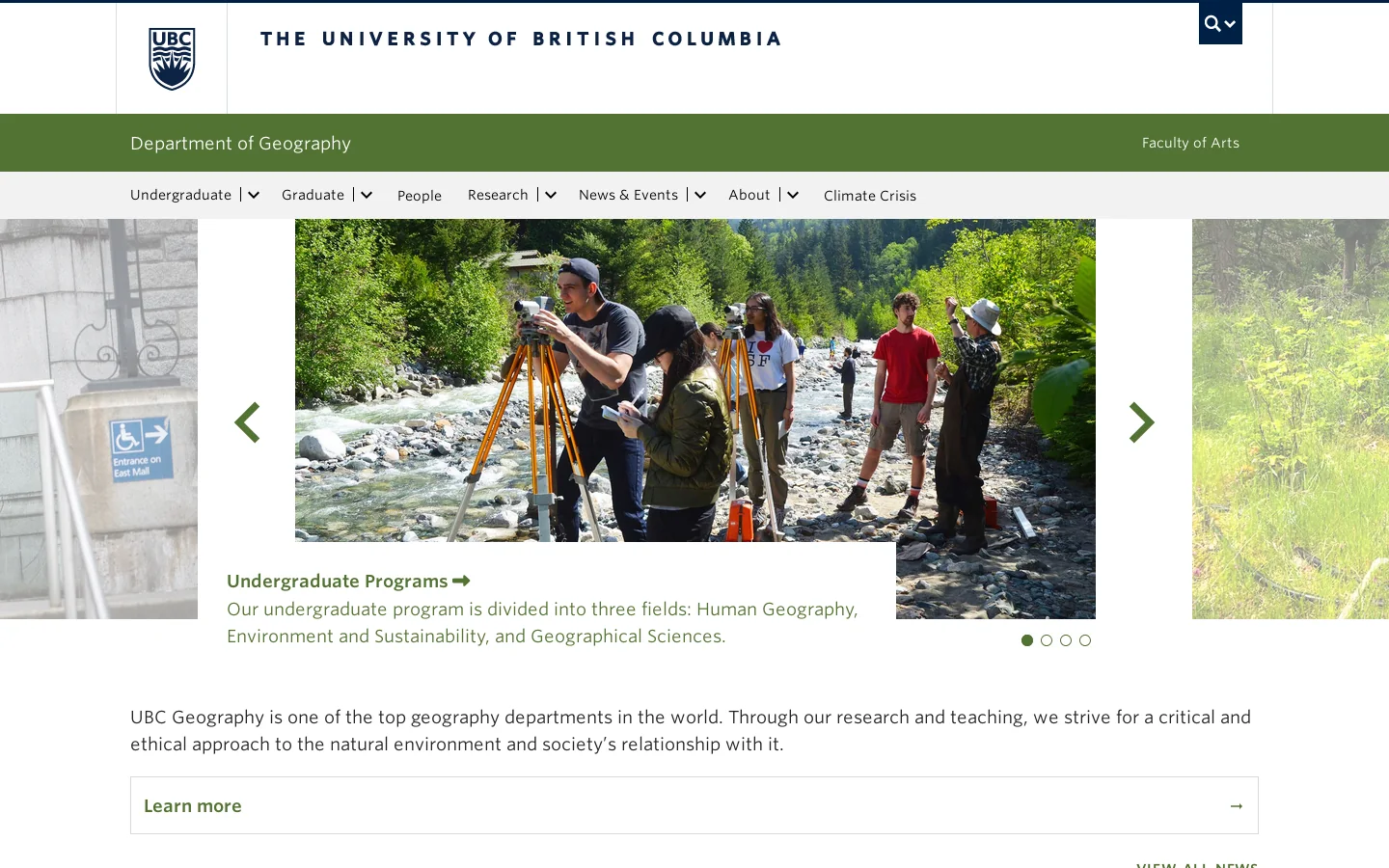 The Department of Geography | University of British Columbia Homepage screenshot
