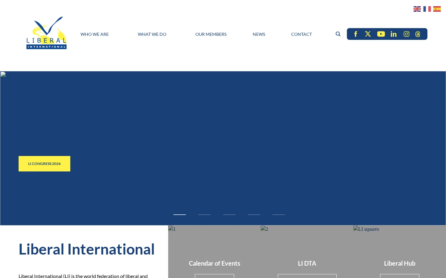 Liberal International Homepage screenshot
