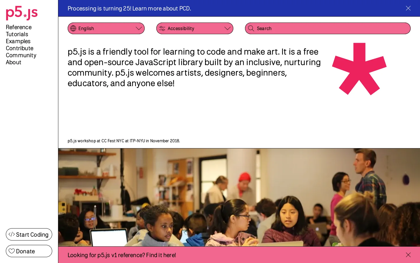 p5.js Homepage screenshot