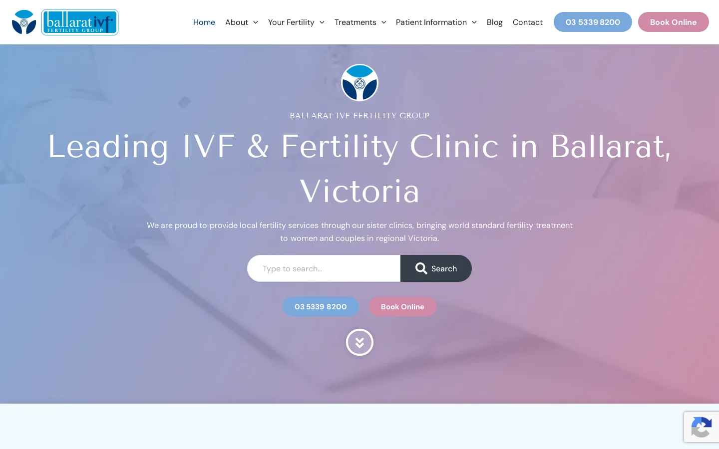 Ballarat IVF Clinic Homepage screenshot