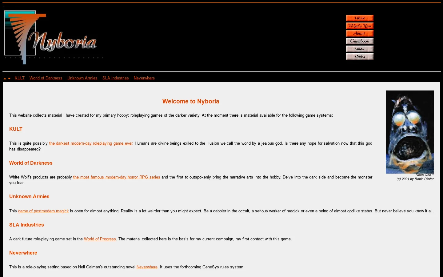 Welcome to Nyboria Homepage screenshot