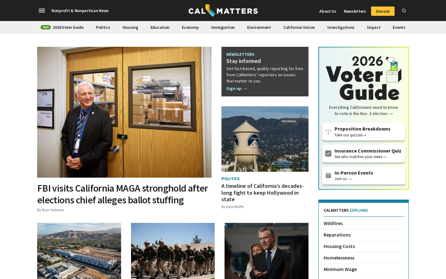 CalMatters Homepage screenshot