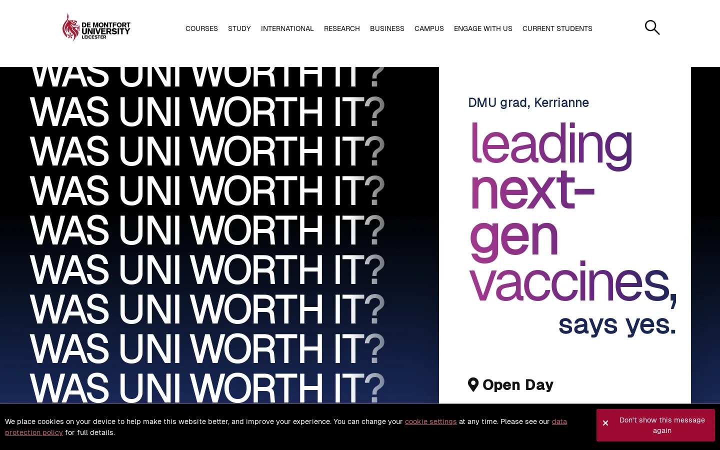 De Montfort University Homepage screenshot