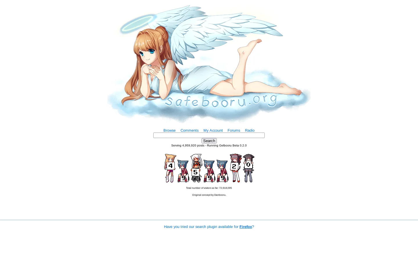 Safebooru Homepage screenshot