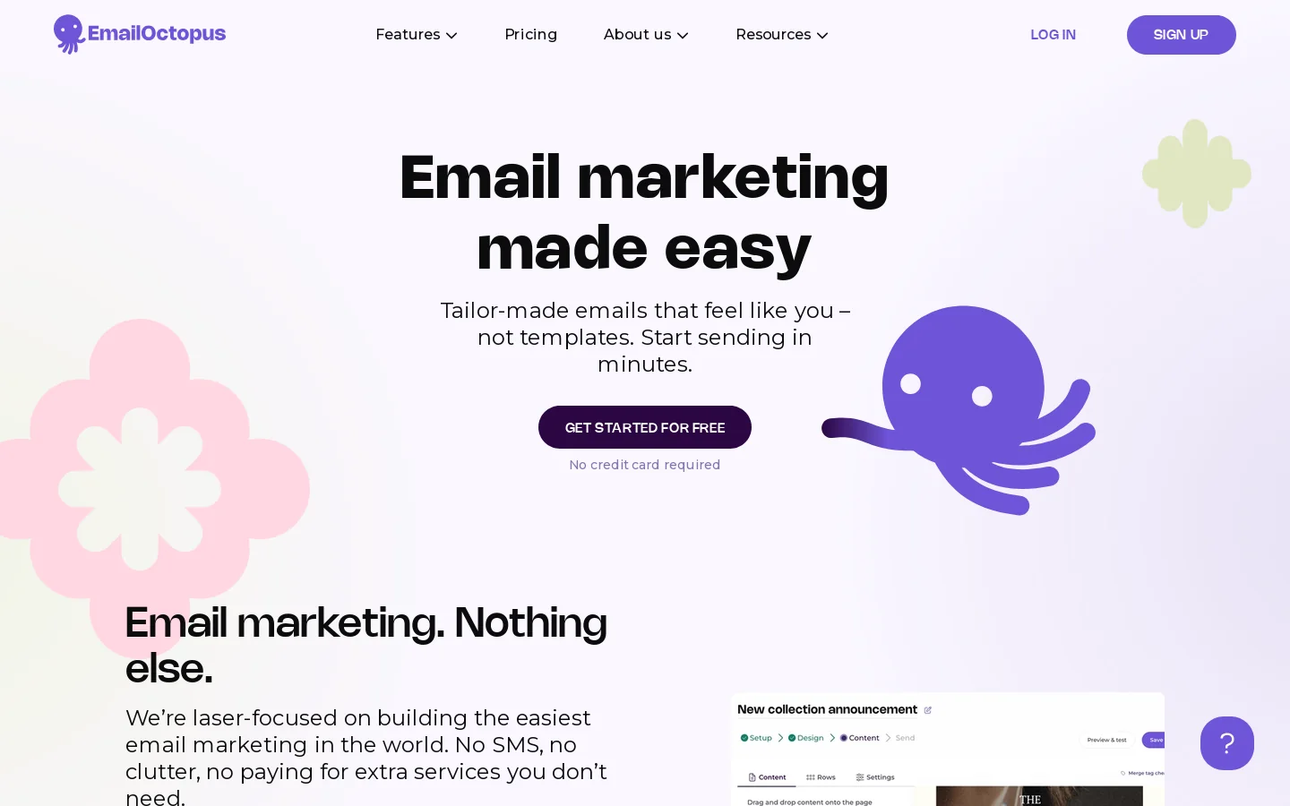 EmailOctopus Homepage screenshot