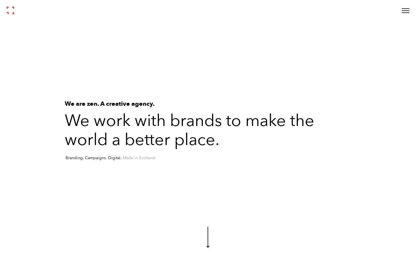 We are zen. A creative agency. Branding. Campaigns. Digital. Homepage screenshot