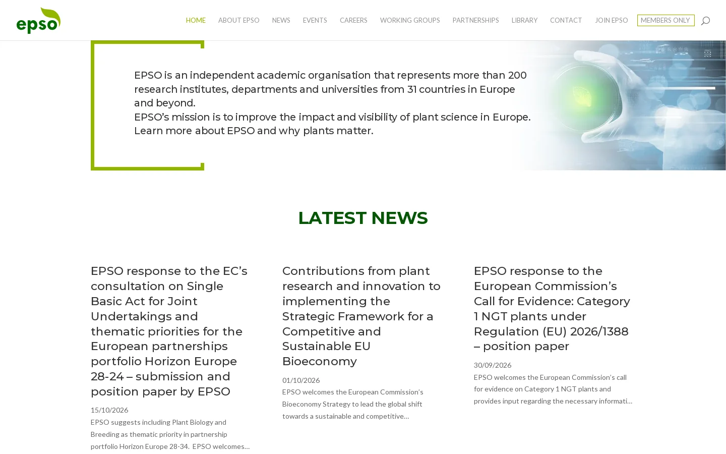 EPSO - European Plant Science Organisation Homepage screenshot