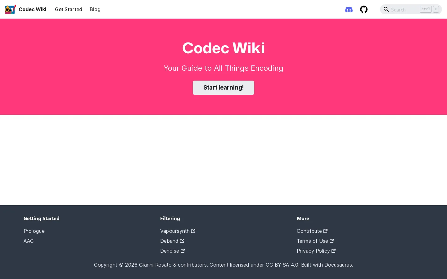 Codec Wiki Homepage screenshot