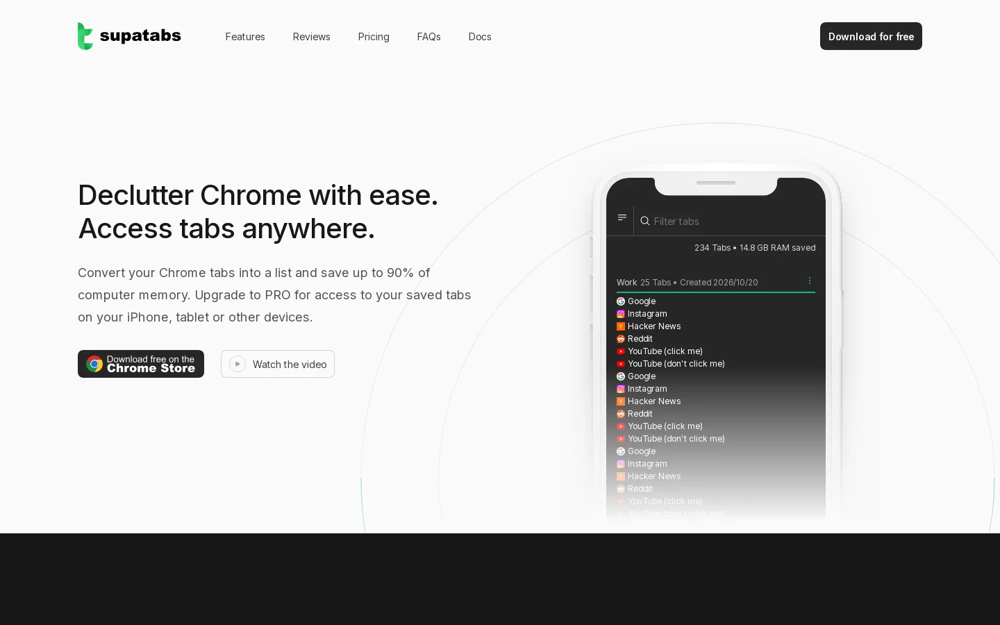 Supatabs Homepage screenshot