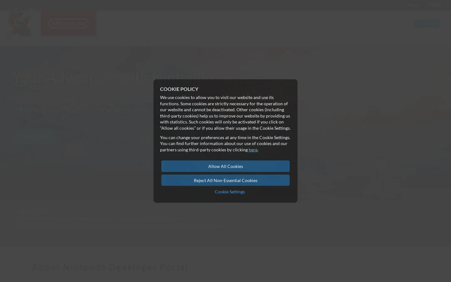 Homepage - Nintendo Developer Portal Homepage screenshot