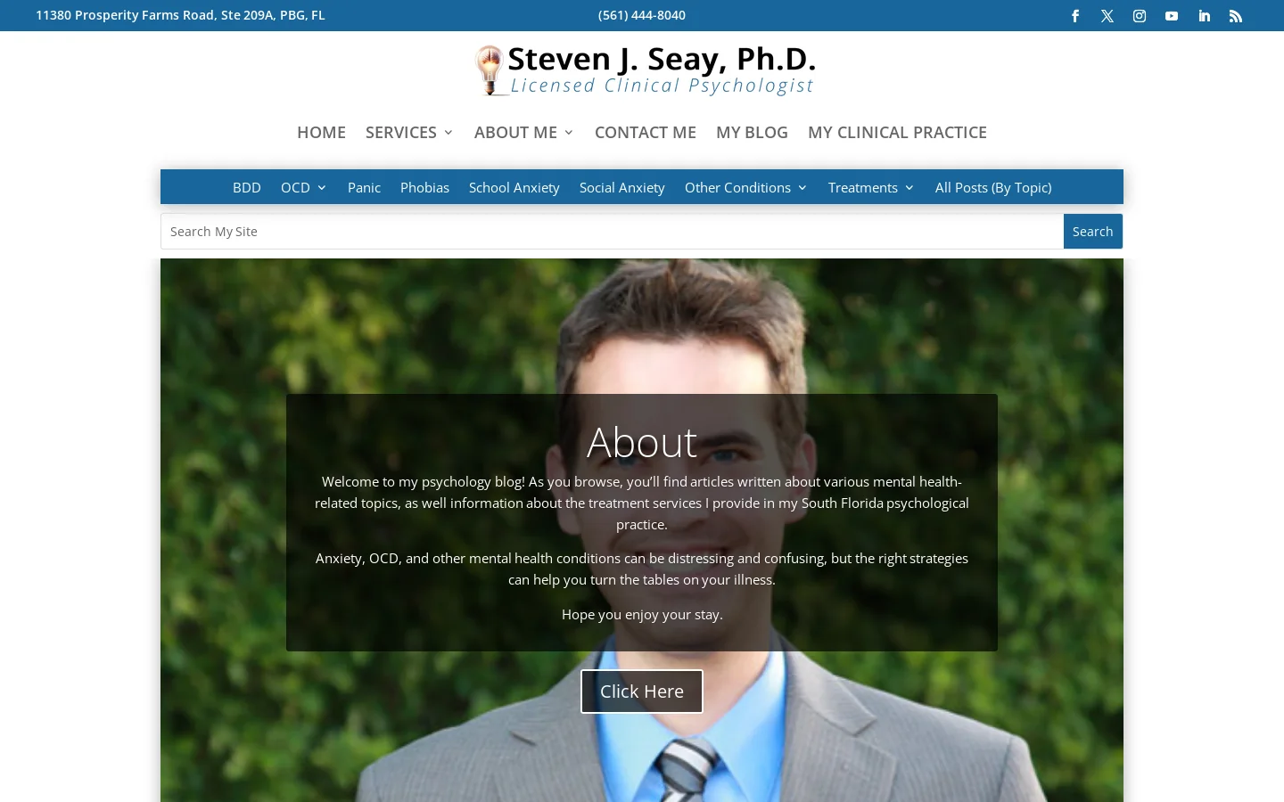 Palm Beach Psychologist: Treatment of OCD, Anxiety, Panic, & Beyond Homepage screenshot