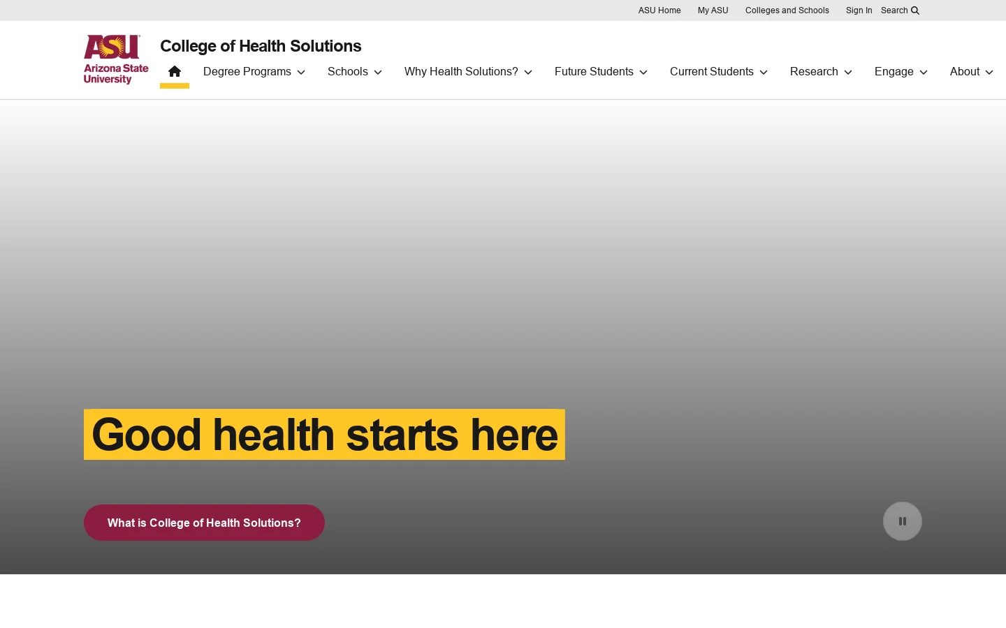 Speech and Hearing Science | College of Health Solutions Homepage screenshot