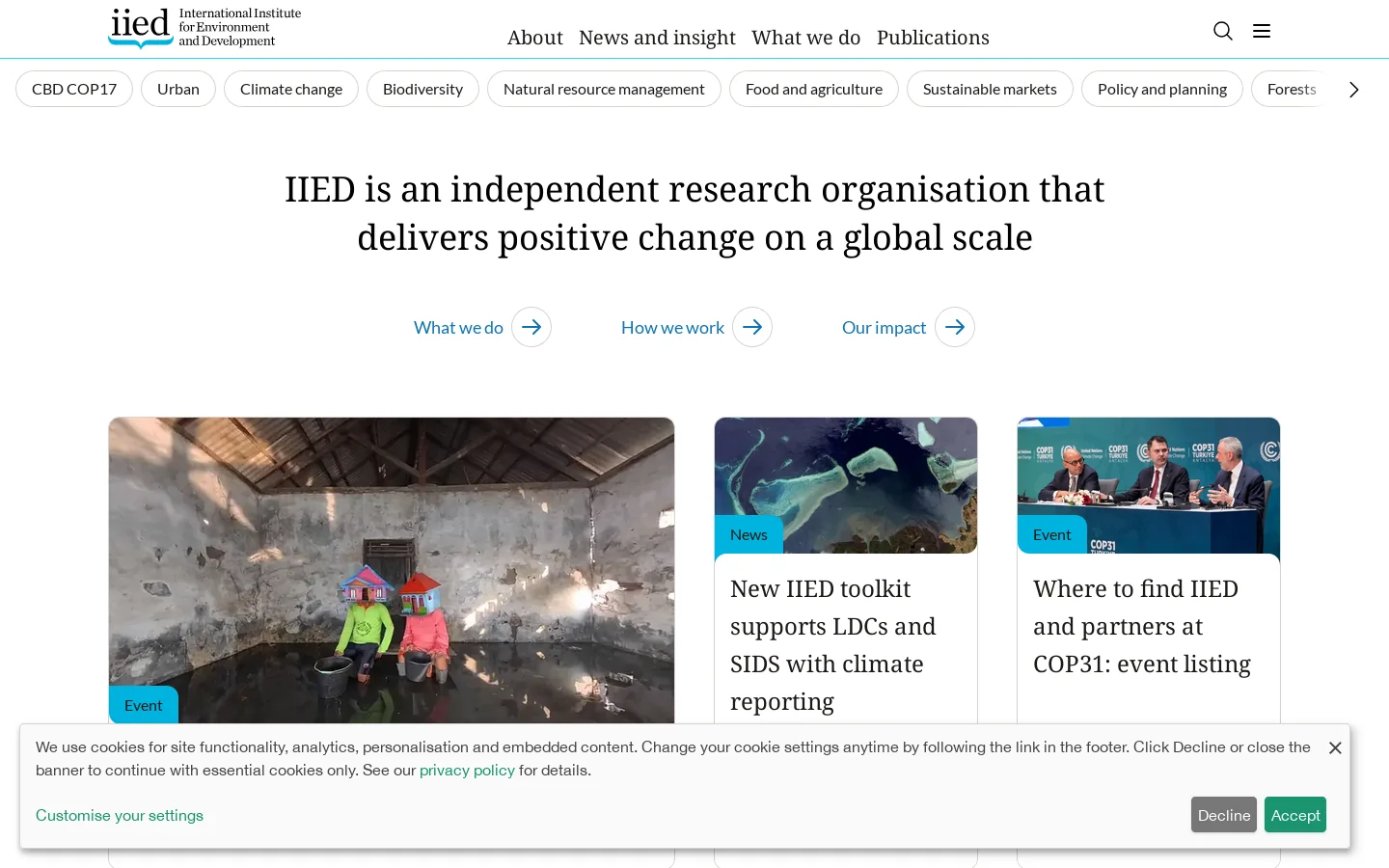 Home | International Institute for Environment and Development Homepage screenshot