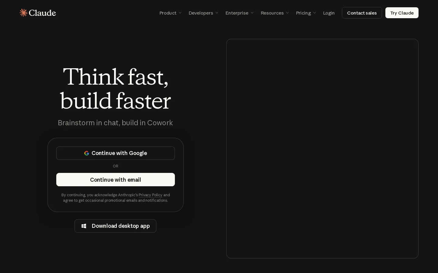 Claude Homepage screenshot