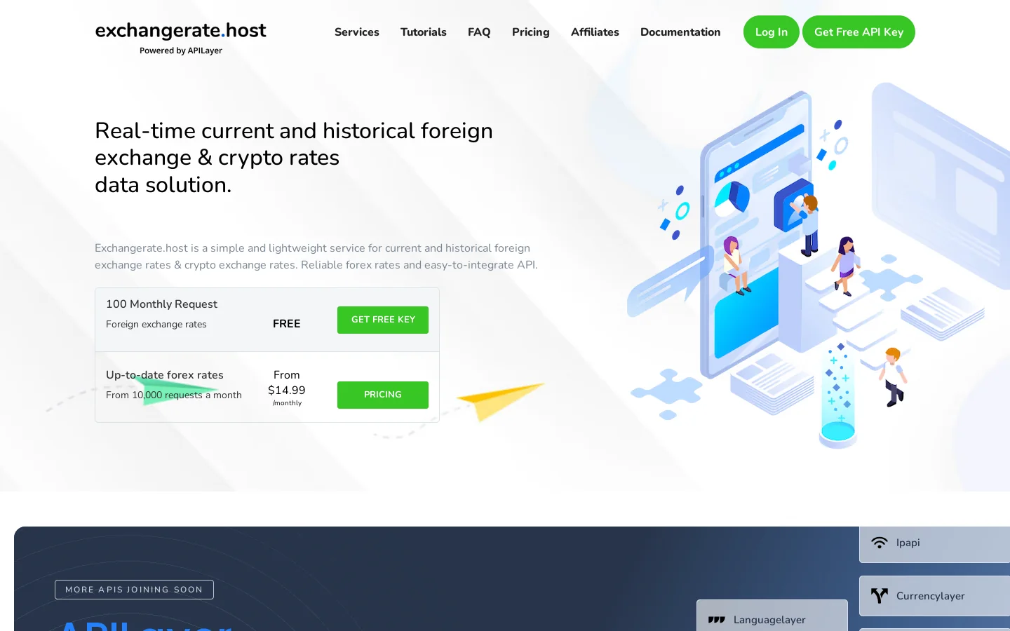 ExchangeRate Host Homepage screenshot