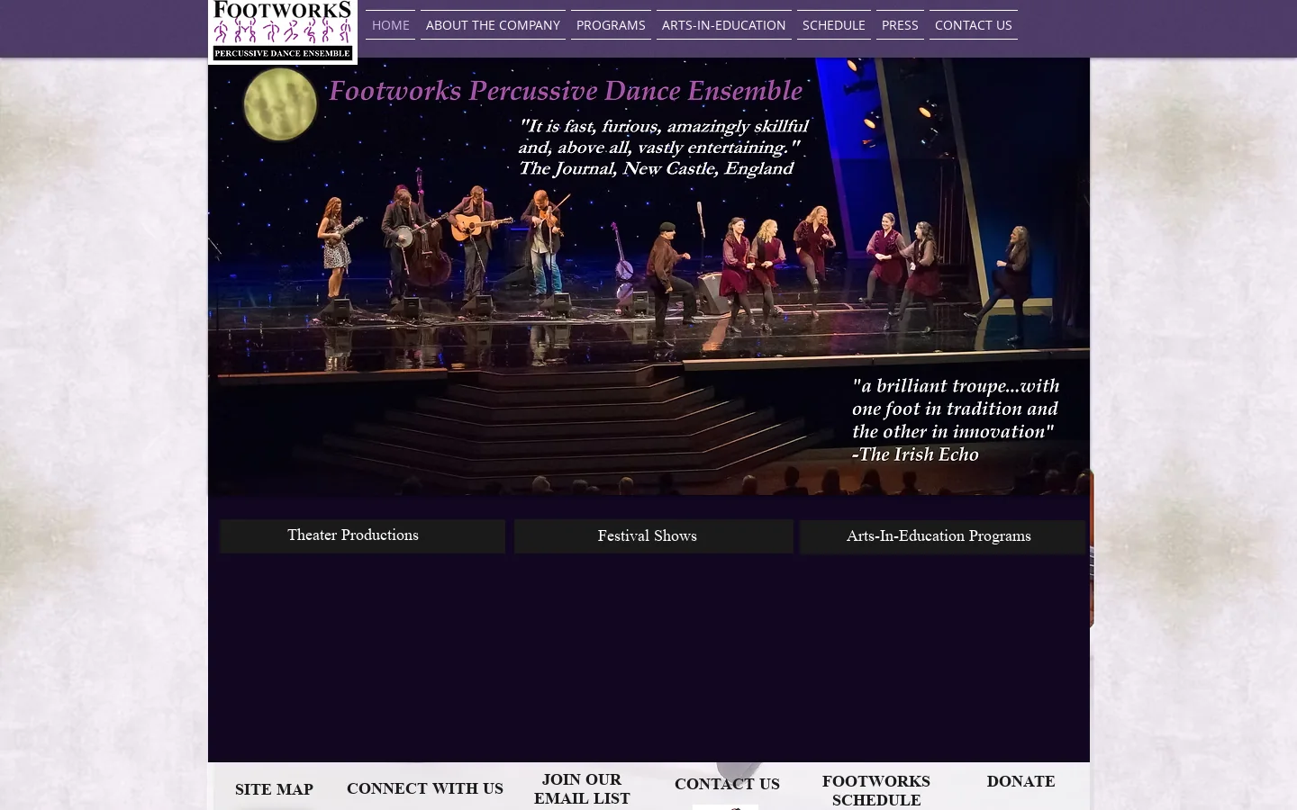 Footworks Percussive Dance Ensemble Homepage screenshot