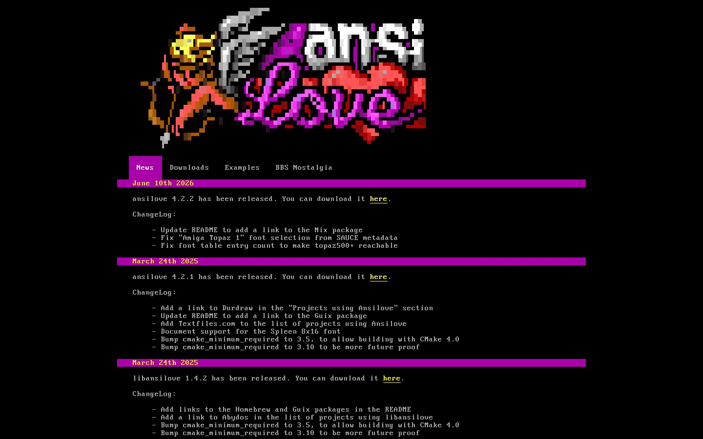 Ansilove Homepage screenshot