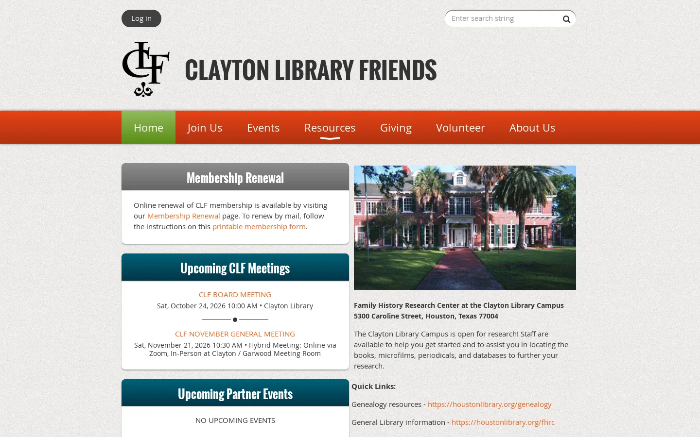 Clayton Library Friends Homepage screenshot
