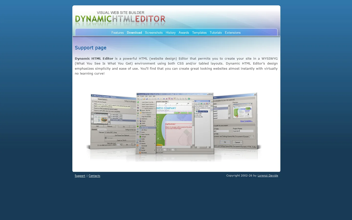 Dynamic HTML Editor Homepage screenshot