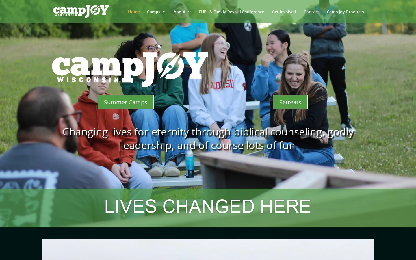 Camp Joy Homepage screenshot