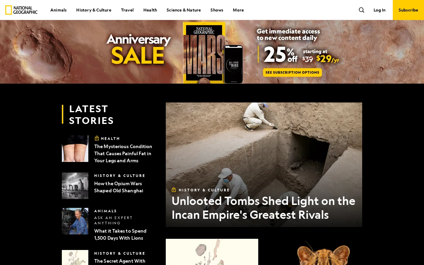 National Geographic TV Shows, Specials & Documentaries Homepage screenshot