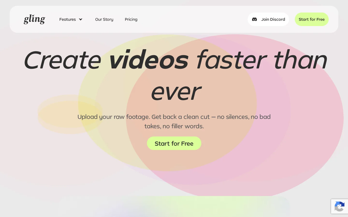 Gling Homepage screenshot