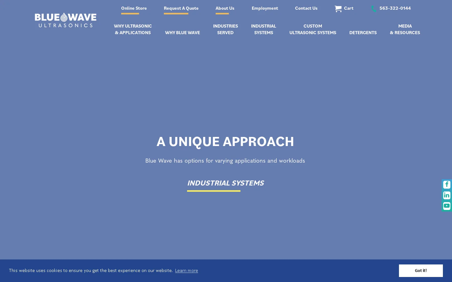 Ultrasonic Cleaning and Systems | Blue Wave Ultrasonics Homepage screenshot