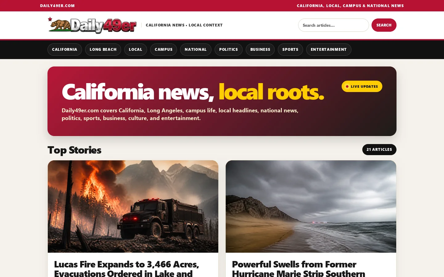 Daily49er Homepage screenshot