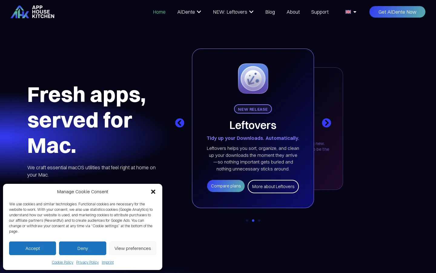 AppHouseKitchen Homepage screenshot