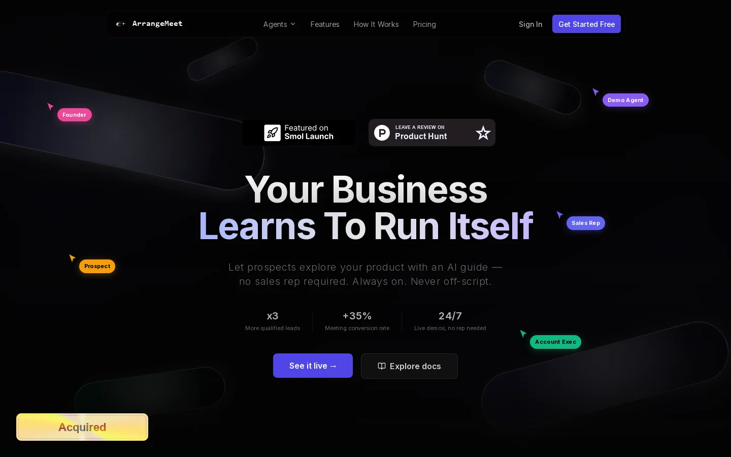 Arrange Homepage screenshot