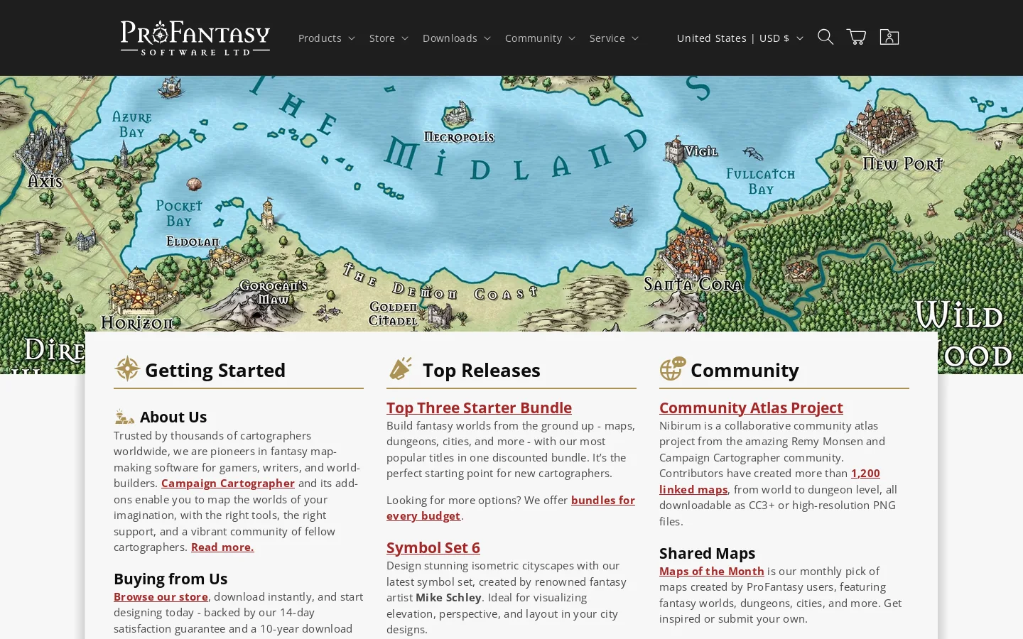 ProFantasy Software Homepage screenshot