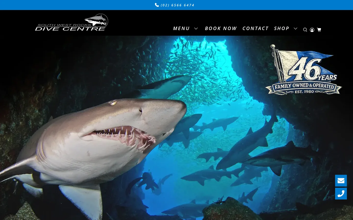 Dive Fish Rock Cave - South West Rocks Dive Centre - Grey Nurse Sharks Homepage screenshot