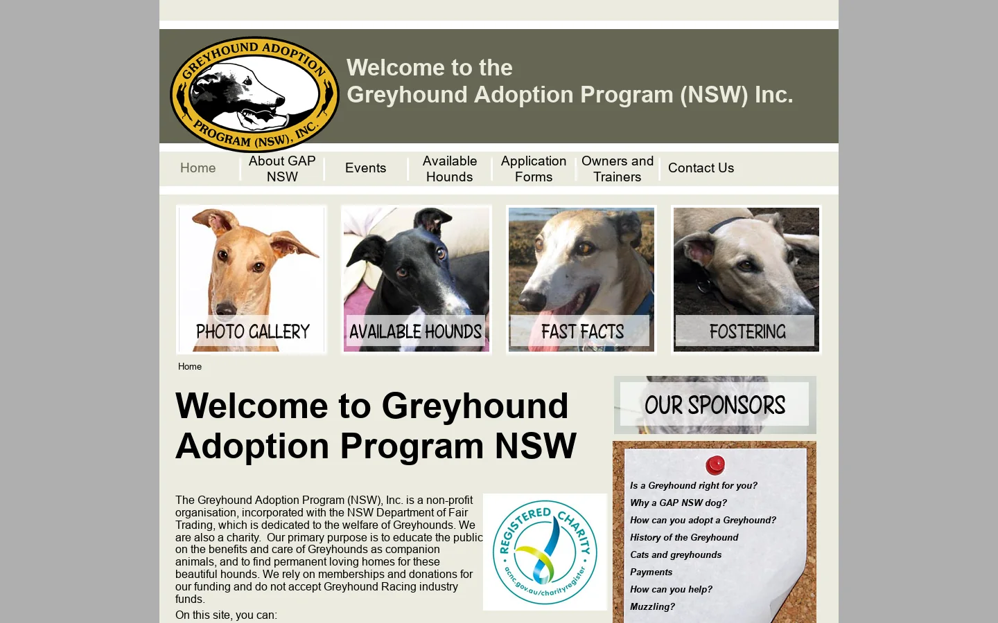 Greyhound Adoption Program NSW - Home Homepage screenshot