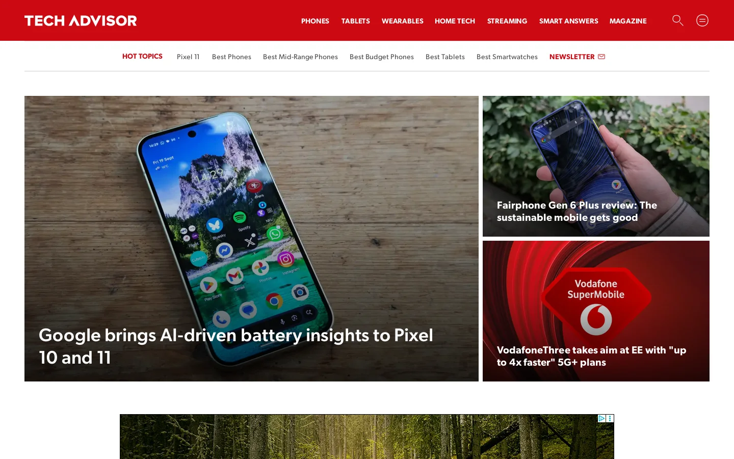 Tech Advisor Homepage screenshot