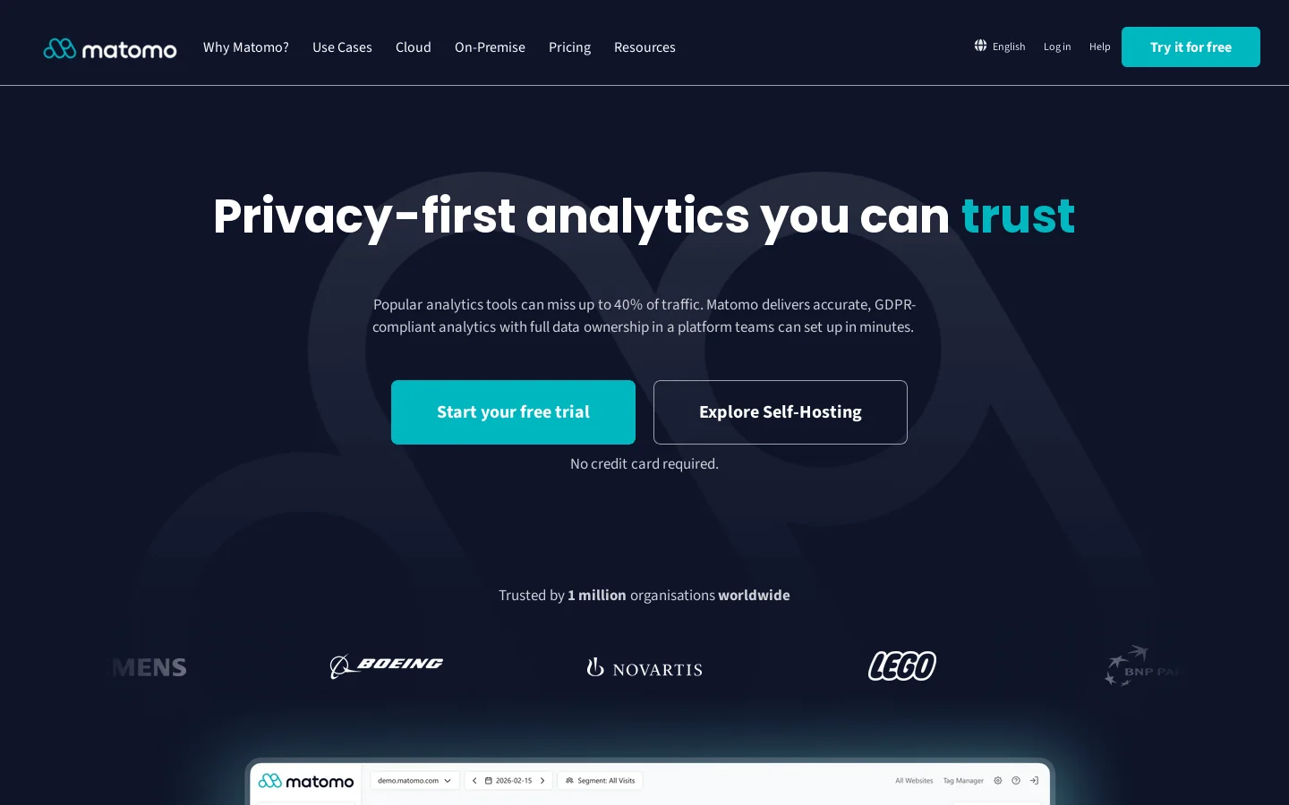Matomo Homepage screenshot