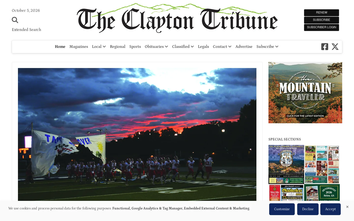The Clayton Tribune, Rabun County, GA Homepage screenshot