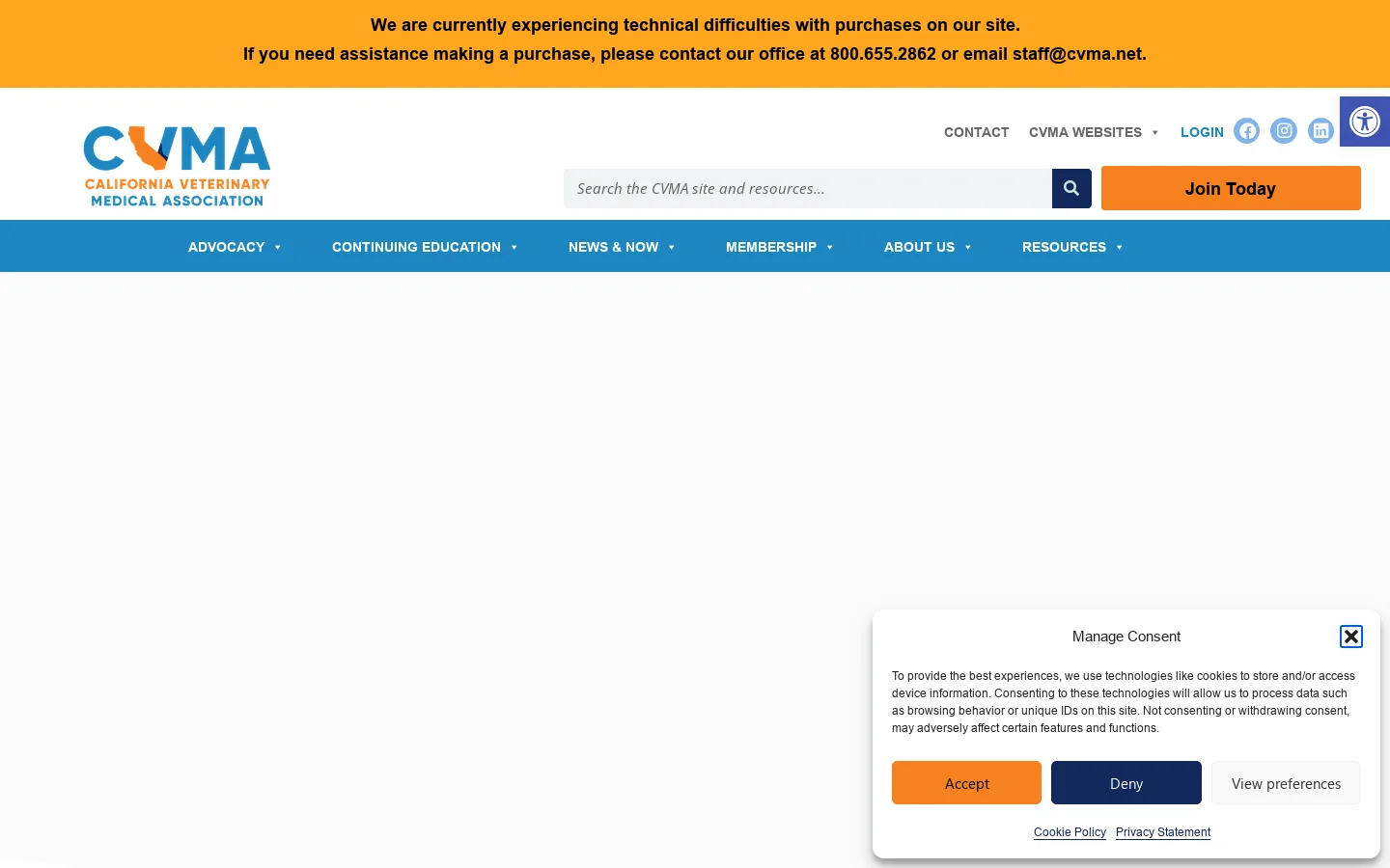 California Veterinary Medical Association (CVMA) Homepage screenshot